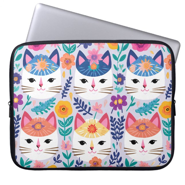 Cats And Flowers  Laptop Sleeve (Front)