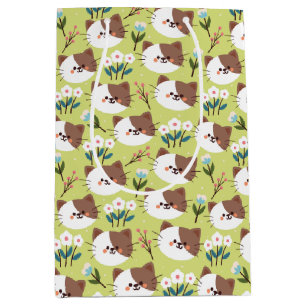 Cats and Flowers Medium Gift Bag