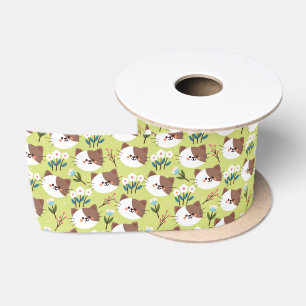 Cats and Flowers Satin Ribbon