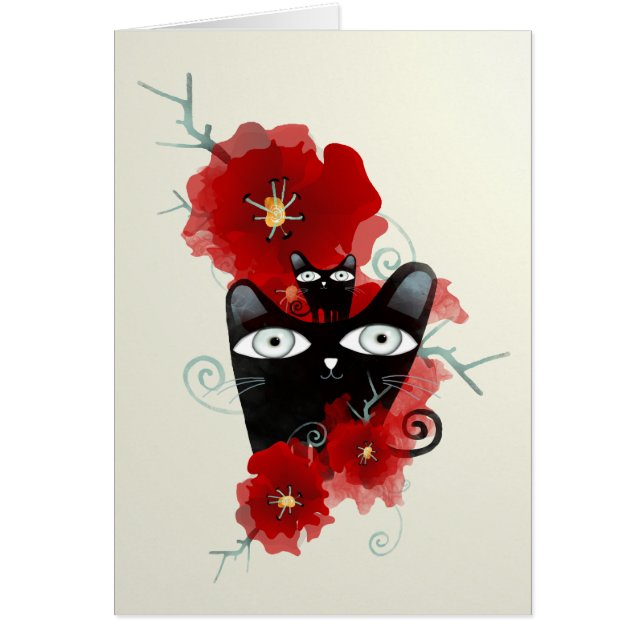 Cats and flowers sunset Card (Front)