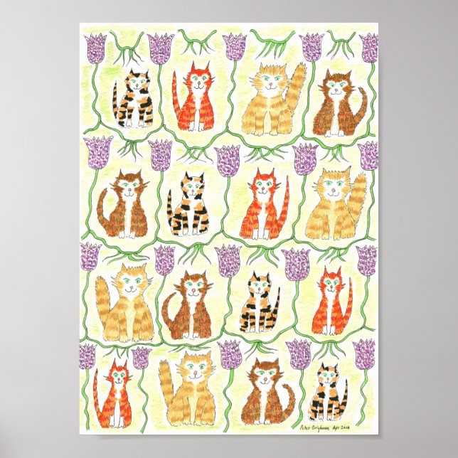 Cats and Fritillaries after William Morris Poster (Front)