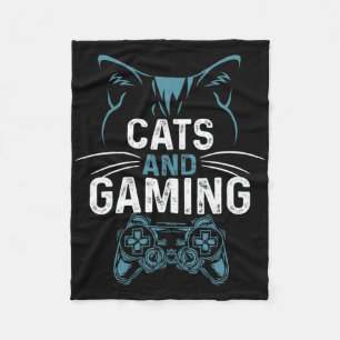 Cats And Gaming Cute Cat Lover Gamer Video Game Cu Fleece Blanket