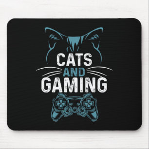 Cats And Gaming Cute Cat Lover Gamer Video Game Cu Mouse Mat