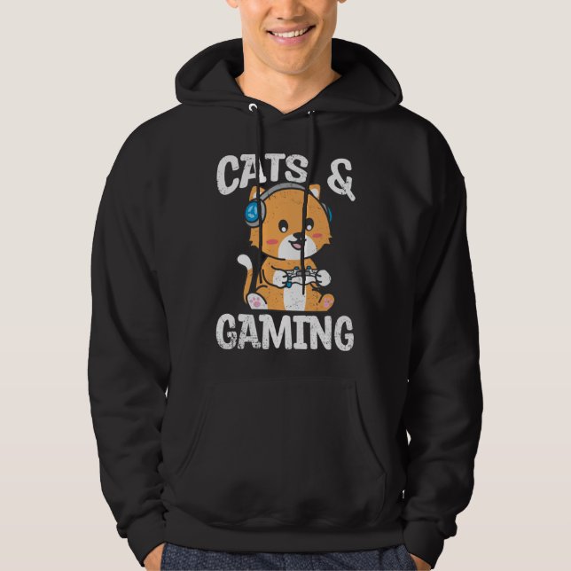 Cats And Gaming Cute Cat Owner Pet Animals  Graphi Hoodie (Front)