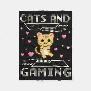Cats And Gaming For The Cat Lover Gamer Video Game Fleece Blanket
