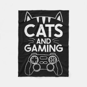 Cats And Gaming Funny Cat Lover Gaming Gift Gamer Fleece Blanket