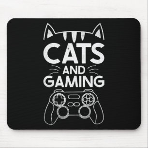 Cats And Gaming Funny Cat Lover Gaming Gift Gamer  Mouse Mat