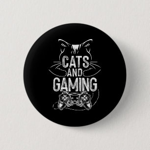 Cats And Gaming Funny For Gamer, Cat Lover, Cat Mo 6 Cm Round Badge