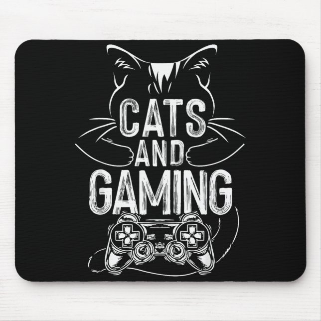 Cats And Gaming Funny For Gamer, Cat Lover, Cat Mo Mouse Mat (Front)