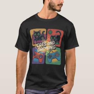 Cats And Gaming Funny Video Game Player Cat Lover  T-Shirt