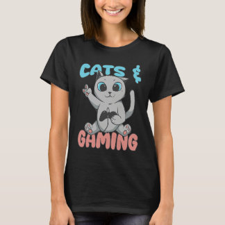 Cats And Gaming Loves Playing Video Games Cute Gam T-Shirt