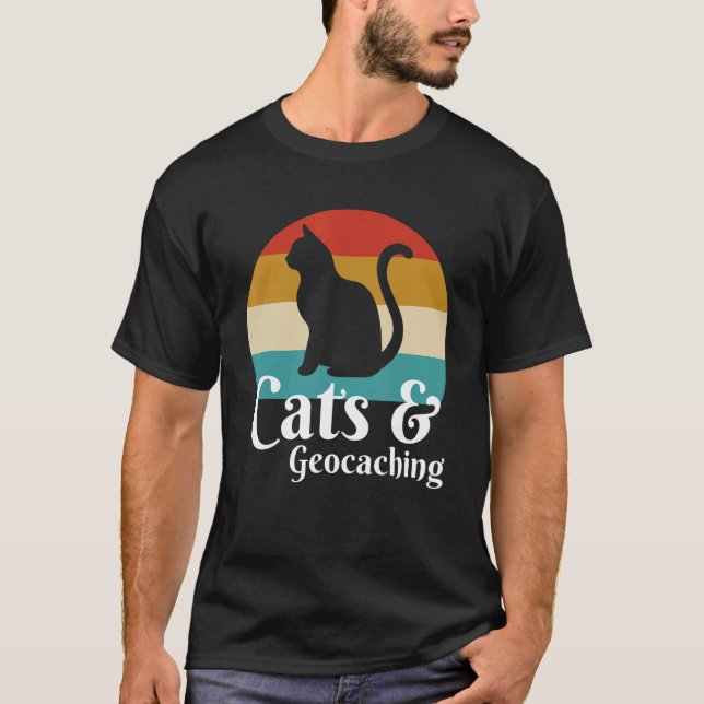 Cats And Geocaching T-Shirt (Front)