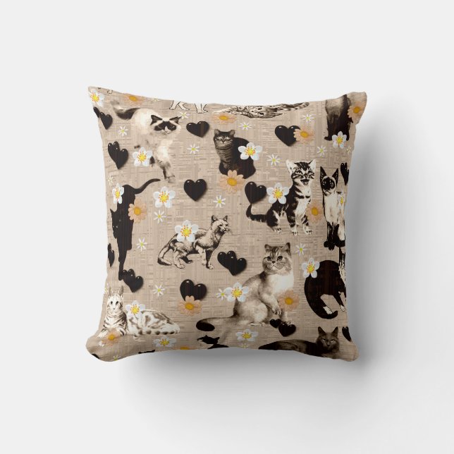 Cats and Hearts Cushion (Front)