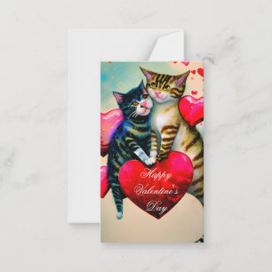 Cats and hearts kids valentine card