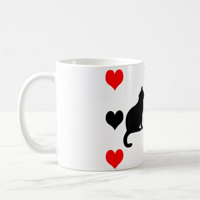 Cats and hearts pattern coffee mug (Left)