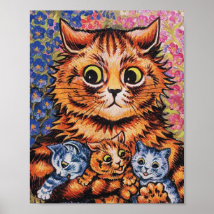 Cats And Her Kittens Louis Wain Poster