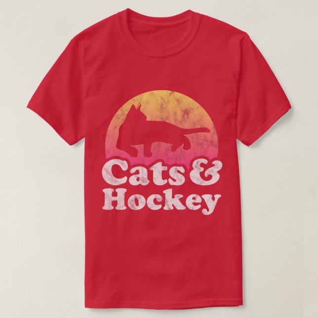 Cats and Hockey Mens or Womens Cat and Hockey  T-Shirt (Design Front)