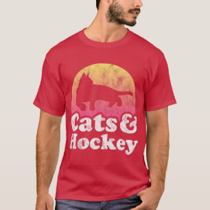 Cats and Hockey Mens or Womens Cat and Hockey T-Shirt