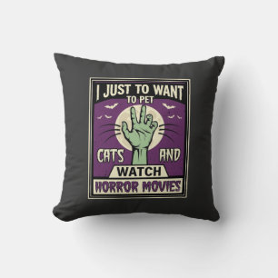 Cats And Horror Movies Halloween Design Cushion