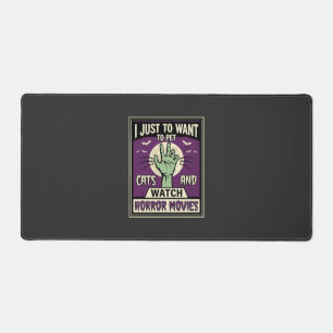 Cats And Horror Movies Halloween Design Desk Mat
