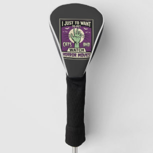 Cats And Horror Movies Halloween Design Golf Head Cover