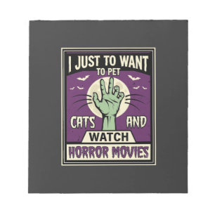 Cats And Horror Movies Halloween Design Notepad