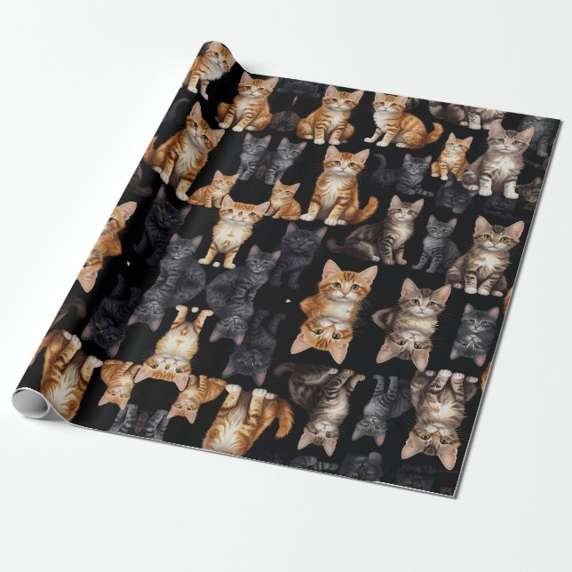 Cats and Kittens Wrapping Paper (Unrolled)