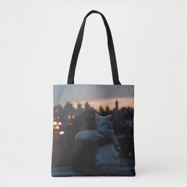 Cats and love by the dusk on a two-sided tote bag (Front)