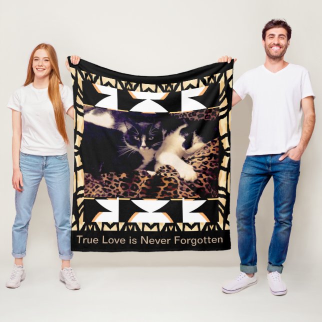 CATS and LOVE on Black/Brown/White Fleece Blanket (In Situ)