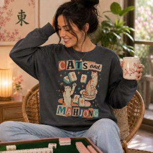Cats and Mahjong Fun Sweatshirt