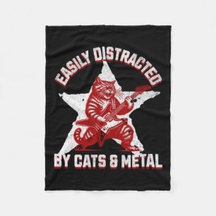 Cats And Metal Fan Music Metalhead Heavy Rock Star Fleece Blanket