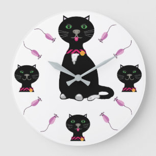 Cats and mice large clock