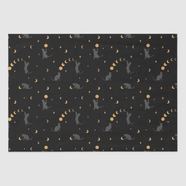 Cats and Moon Phases  Tissue Paper (Front)
