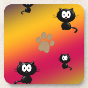 Cats and Paw Print Coaster
