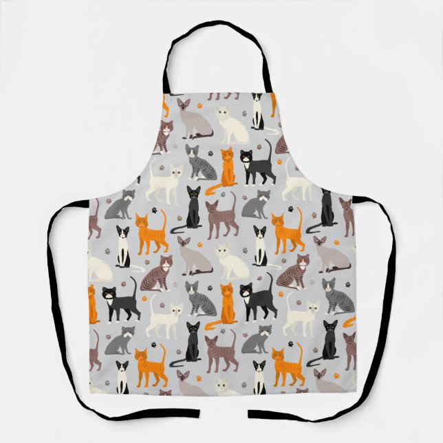 Cats and Paw Prints Apron (Front)