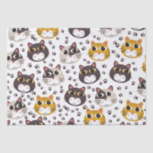 Cats and paw prints pattern wrapping paper