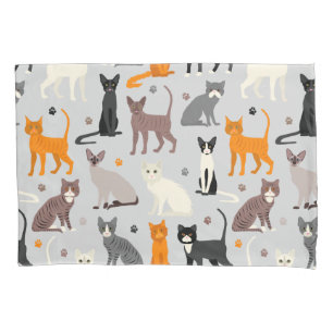 Cats and Paw Prints Pillowcase