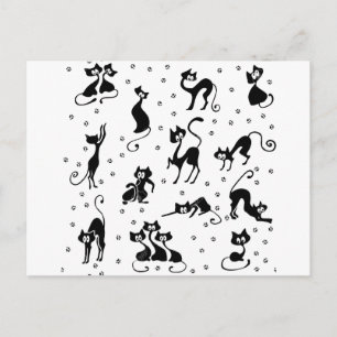 cats and paws gatose pegadas postcard