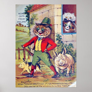 Cats and Pigs, Louis Wain Poster