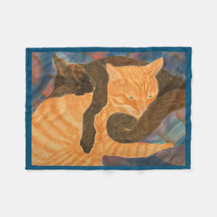 Cats and Plaid Fleece Blanket