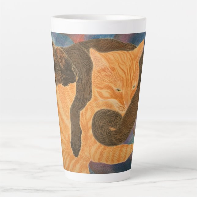 Cats and Plaid Latte Mug (Front)