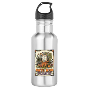 Cats And Plants Cat Plants Cottagecore Vintage 532 Ml Water Bottle
