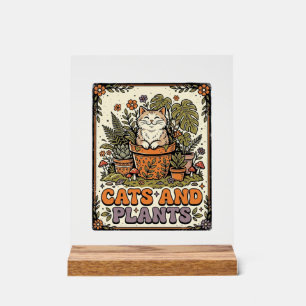 Cats And Plants Cat Plants Cottagecore Vintage Acrylic Sign