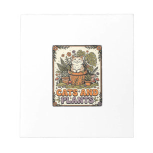 Cats And Plants Cat Plants Cottagecore Vintage Notepad