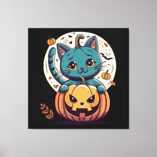Cats and Pumpkins for a Happy Halloween! Canvas Print