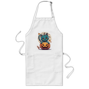 Cats and Pumpkins for a Happy Halloween! Long Apron