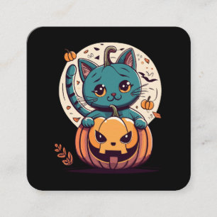 Cats and Pumpkins for a Happy Halloween! Square Business Card