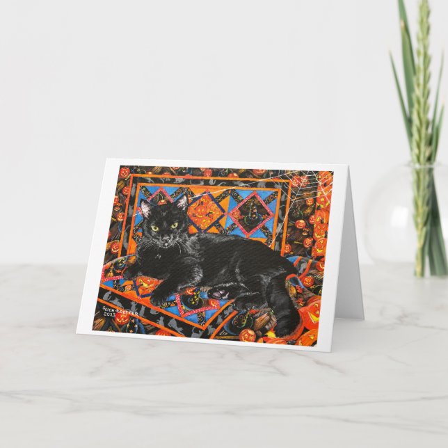 Cats and Quilts-Kiki Folded Thank You Card (Front)