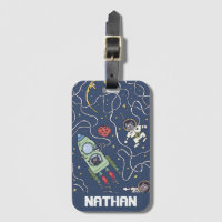 Cats and Rockets in Space Personalised Kids 