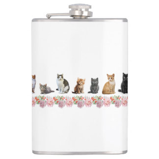 Cats and Roses Hip Flask